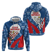Czech Republic Hoodie with Blue Red Folk Pattern Design and National Lion Emblem - Wonder Print Shop