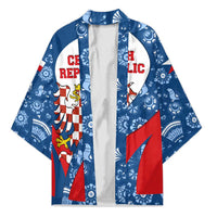 Czech Republic Kimono with Blue Red Folk Pattern Design and National Lion Emblem - Wonder Print Shop