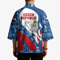 Czech Republic Kimono with Blue Red Folk Pattern Design and National Lion Emblem - Wonder Print Shop
