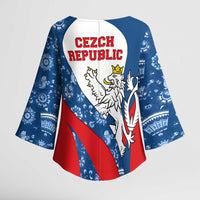 Czech Republic Kimono Sleeve Blouse with Blue Red Folk Pattern Design and National Lion Emblem - Wonder Print Shop