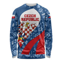 Czech Republic Long Sleeve Shirt with Blue Red Folk Pattern Design and National Lion Emblem - Wonder Print Shop