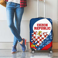 Czech Republic Luggage Cover with Blue Red Folk Pattern Design and National Lion Emblem - Wonder Print Shop