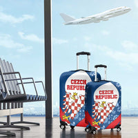 Czech Republic Luggage Cover with Blue Red Folk Pattern Design and National Lion Emblem - Wonder Print Shop