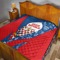 Czech Republic Quilt with Blue Red Folk Pattern Design and National Lion Emblem - Wonder Print Shop