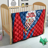 Czech Republic Quilt with Blue Red Folk Pattern Design and National Lion Emblem - Wonder Print Shop