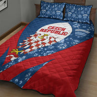 Czech Republic Quilt Bed Set with Blue Red Folk Pattern Design and National Lion Emblem - Wonder Print Shop