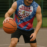 Czech Republic Sleeveless Hoodie with Blue Red Folk Pattern Design and National Lion Emblem - Wonder Print Shop