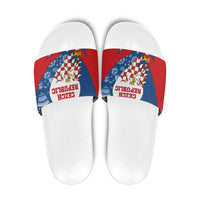 Czech Republic Slide Sandals with Blue Red Folk Pattern Design and National Lion Emblem - Wonder Print Shop