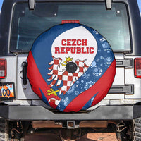 Czech Republic Spare Tire Cover with Blue Red Folk Pattern Design and National Lion Emblem - Wonder Print Shop