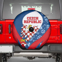Czech Republic Spare Tire Cover with Blue Red Folk Pattern Design and National Lion Emblem - Wonder Print Shop