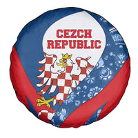Czech Republic Spare Tire Cover with Blue Red Folk Pattern Design and National Lion Emblem - Wonder Print Shop