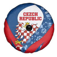 Czech Republic Spare Tire Cover with Blue Red Folk Pattern Design and National Lion Emblem - Wonder Print Shop