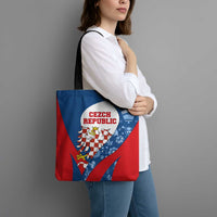 Czech Republic Tote Bag with Blue Red Folk Pattern Design and National Lion Emblem - Wonder Print Shop