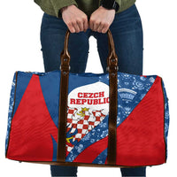 Czech Republic Travel Bag with Blue Red Folk Pattern Design and National Lion Emblem - Wonder Print Shop