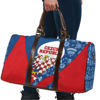 Czech Republic Travel Bag with Blue Red Folk Pattern Design and National Lion Emblem - Wonder Print Shop