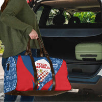 Czech Republic Travel Bag with Blue Red Folk Pattern Design and National Lion Emblem - Wonder Print Shop