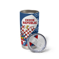 Czech Republic Tumbler Cup with Blue Red Folk Pattern Design and National Lion Emblem - Wonder Print Shop