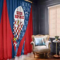 Czech Republic Window Curtain with Blue Red Folk Pattern Design and National Lion Emblem - Wonder Print Shop