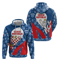 Czech Republic Zip Hoodie with Blue Red Folk Pattern Design and National Lion Emblem - Wonder Print Shop