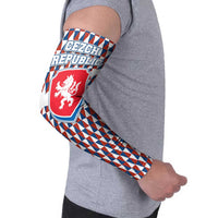 Czech Republic Arm Sleeves with Red Blue Geometric Design and National Lion Shield - Wonder Print Shop