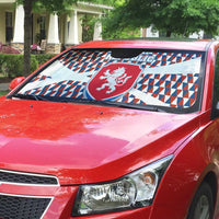 Czech Republic Auto Sun Shade with Red Blue Geometric Design and National Lion Shield - Wonder Print Shop