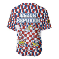 Czech Republic Baseball Jersey with Red Blue Geometric Design and National Lion Shield - Wonder Print Shop