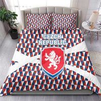 Czech Republic Bedding Set with Red Blue Geometric Design and National Lion Shield - Wonder Print Shop