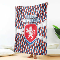 Czech Republic Blanket with Red Blue Geometric Design and National Lion Shield - Wonder Print Shop