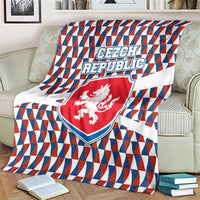 Czech Republic Blanket with Red Blue Geometric Design and National Lion Shield - Wonder Print Shop