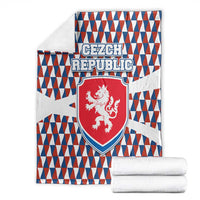 Czech Republic Blanket with Red Blue Geometric Design and National Lion Shield - Wonder Print Shop