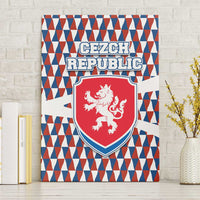 Czech Republic Canvas Wall Art with Red Blue Geometric Design and National Lion Shield - Wonder Print Shop