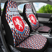Czech Republic Car Seat Cover with Red Blue Geometric Design and National Lion Shield - Wonder Print Shop