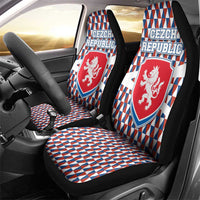Czech Republic Car Seat Cover with Red Blue Geometric Design and National Lion Shield - Wonder Print Shop
