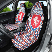 Czech Republic Car Seat Cover with Red Blue Geometric Design and National Lion Shield - Wonder Print Shop