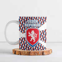 Czech Republic Ceramic Mug with Red Blue Geometric Design and National Lion Shield - Wonder Print Shop
