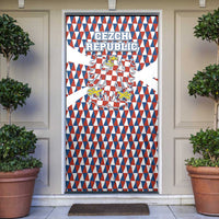 Czech Republic Door Cover with Red Blue Geometric Design and National Lion Shield - Wonder Print Shop