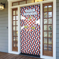 Czech Republic Door Cover with Red Blue Geometric Design and National Lion Shield - Wonder Print Shop