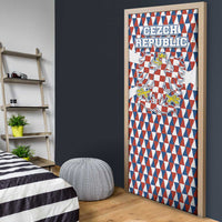 Czech Republic Door Cover with Red Blue Geometric Design and National Lion Shield - Wonder Print Shop