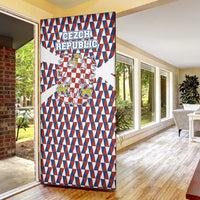 Czech Republic Door Cover with Red Blue Geometric Design and National Lion Shield - Wonder Print Shop