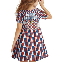 Czech Republic Family Matching Off Shoulder Maxi Dress and Hawaiian Shirt with Red Blue Geometric Design and National Lion Shield - Wonder Print Shop