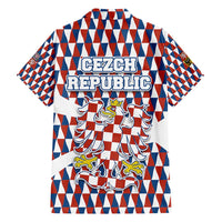 Czech Republic Family Matching Puletasi and Hawaiian Shirt with Red Blue Geometric Design and National Lion Shield - Wonder Print Shop