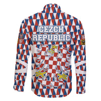 Czech Republic Family Matching Puletasi and Hawaiian Shirt with Red Blue Geometric Design and National Lion Shield - Wonder Print Shop
