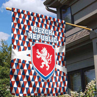 Czech Republic Garden Flag with Red Blue Geometric Design and National Lion Shield - Wonder Print Shop