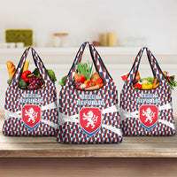 Czech Republic Grocery Bag with Red Blue Geometric Design and National Lion Shield - Wonder Print Shop