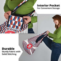 Czech Republic Grocery Bag with Red Blue Geometric Design and National Lion Shield - Wonder Print Shop