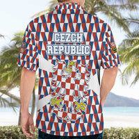Czech Republic Hawaiian Shirt with Red Blue Geometric Design and National Lion Shield - Wonder Print Shop