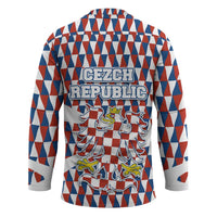 Czech Republic Hockey Jersey with Red Blue Geometric Design and National Lion Shield - Wonder Print Shop