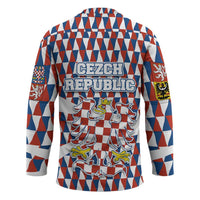 Czech Republic Hockey Jersey with Red Blue Geometric Design and National Lion Shield - Wonder Print Shop