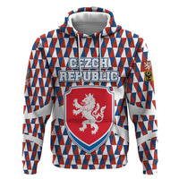 Czech Republic Hoodie with Red Blue Geometric Design and National Lion Shield - Wonder Print Shop