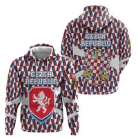 Czech Republic Hoodie with Red Blue Geometric Design and National Lion Shield - Wonder Print Shop